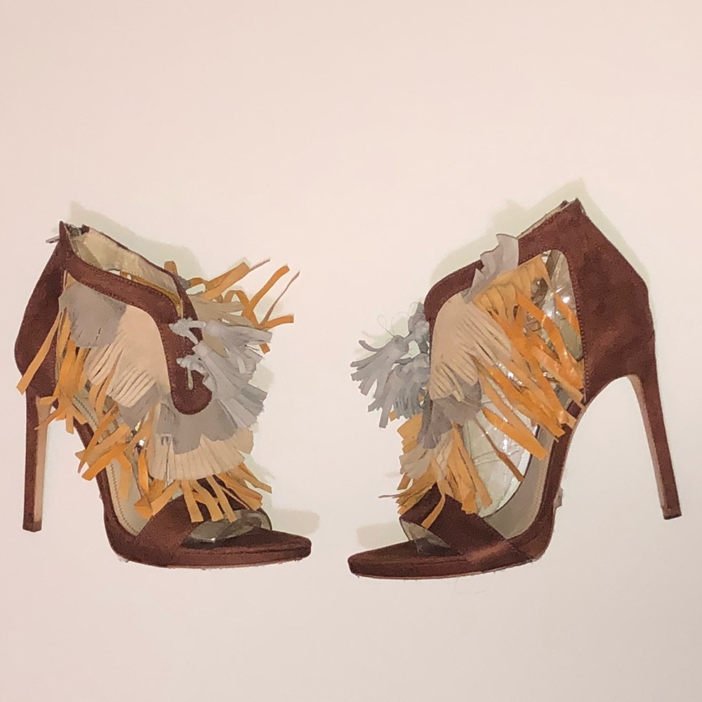 Zara Fringed Heel Sandals